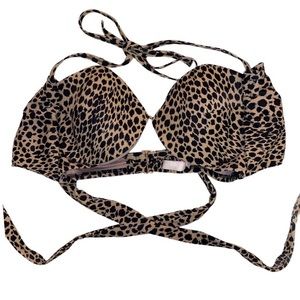 VICTORIA’S SECRET The Wrap Halter Cheetah Leopard Animal Print Bikini Top 34D